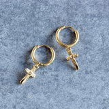 Lokkar með hringlás kross/gylltir