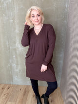 Brim kjóll V-hálsmál bambus