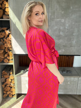 Dögg wrap satin kjóll