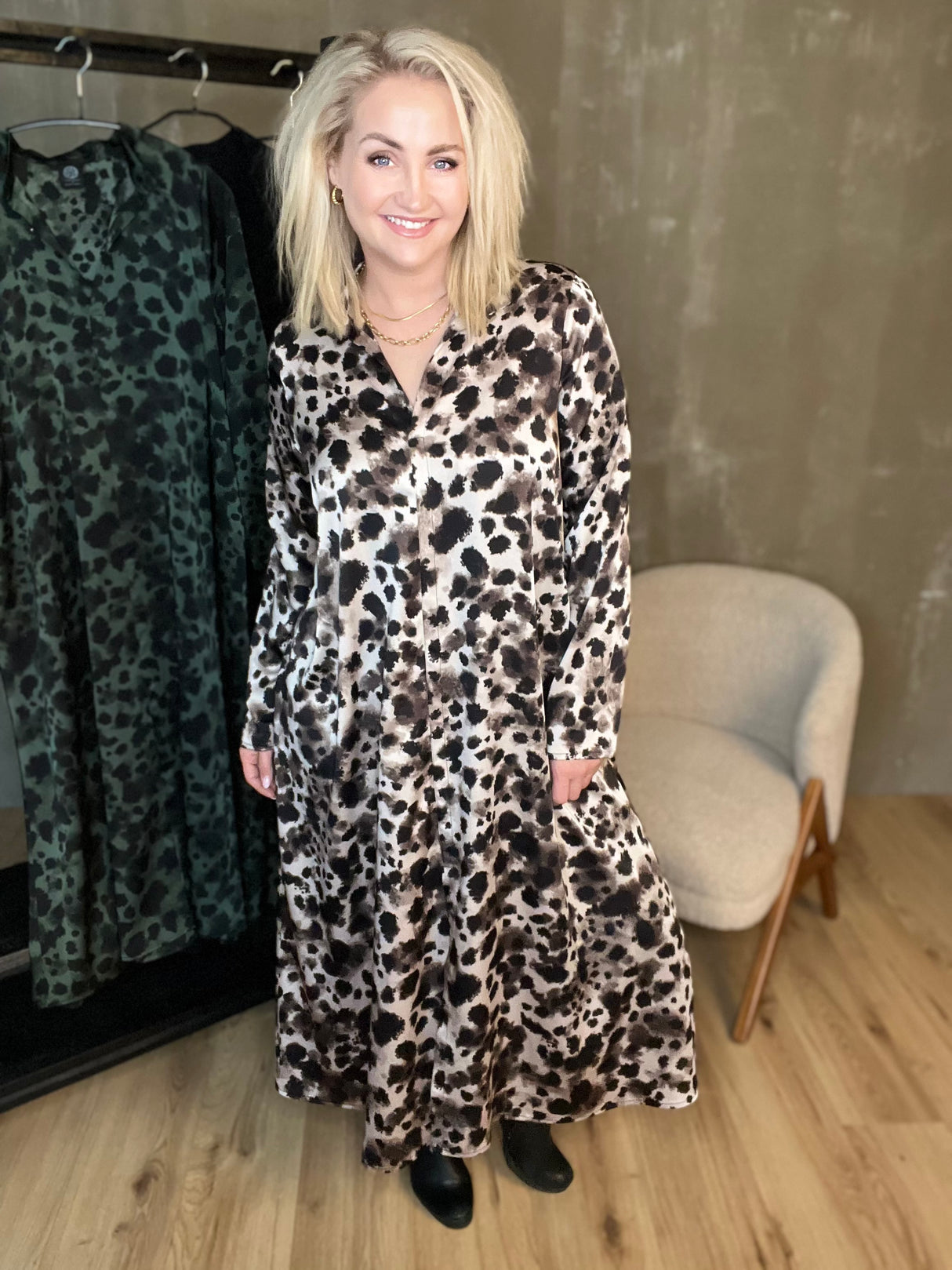 Skyrtukjóll síður - Leopard