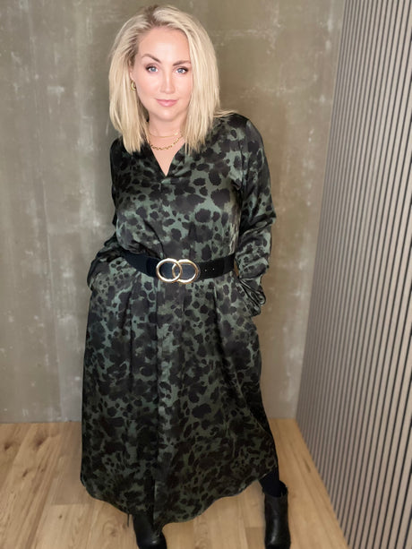 Skyrtukjóll síður - Leopard