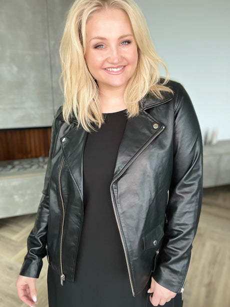 Leðurjakki Biker oversize svartur