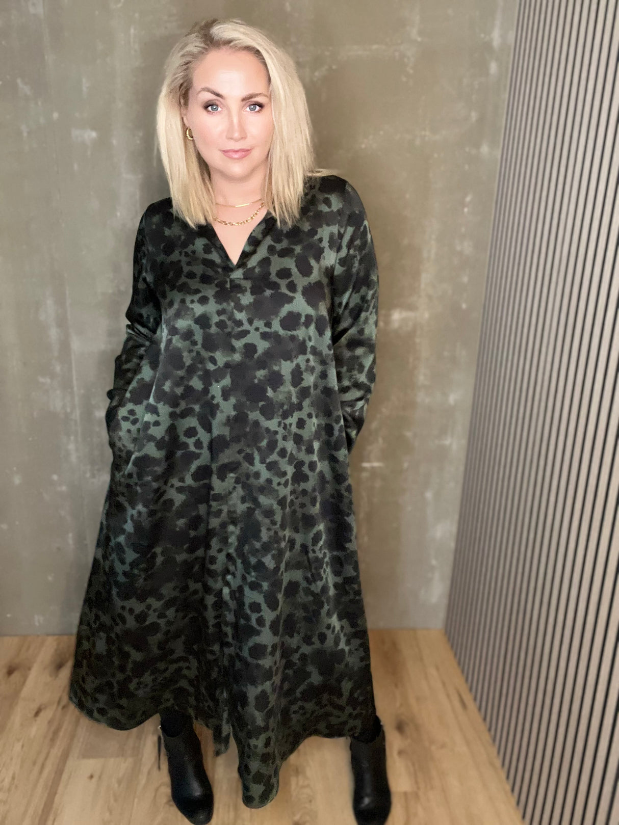 Skyrtukjóll síður - Leopard