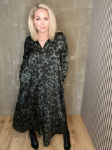 Skyrtukjóll síður - Leopard