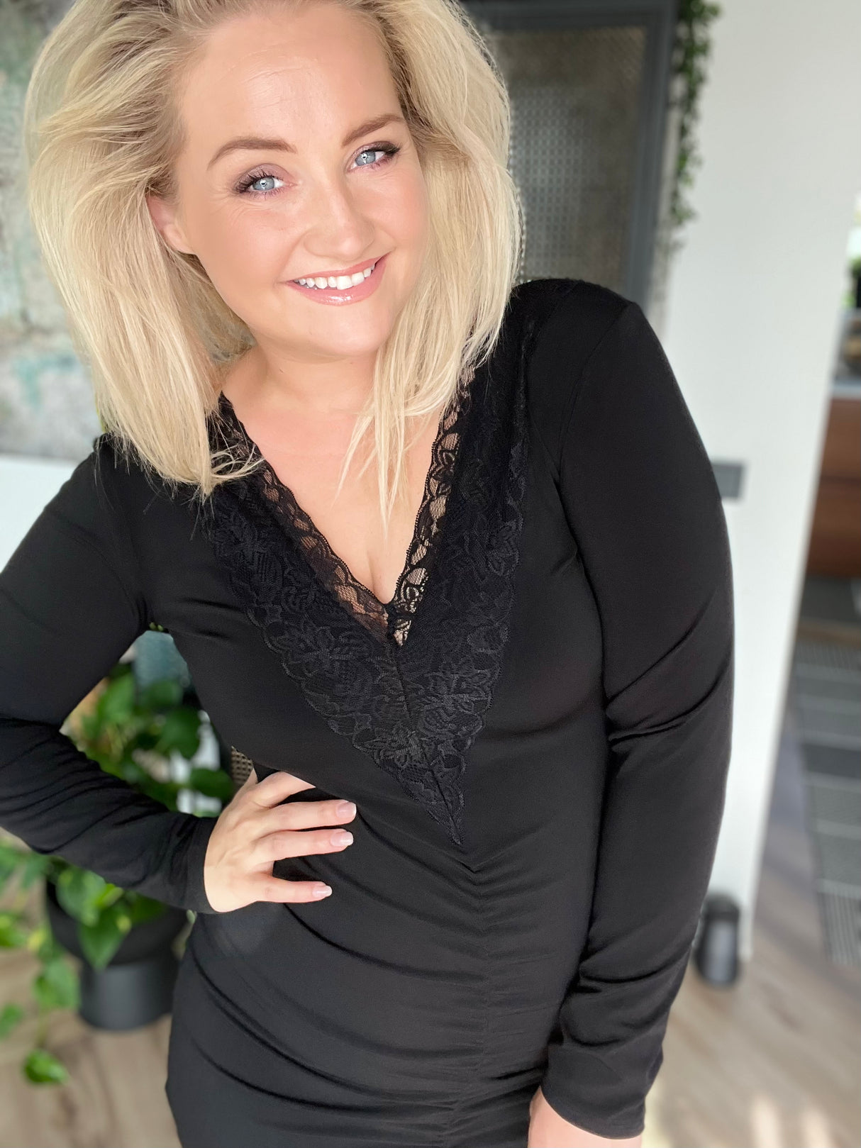 Spjót kjóll sv síðerma