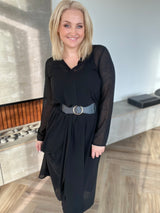 Skyrtukjóll síður siffon