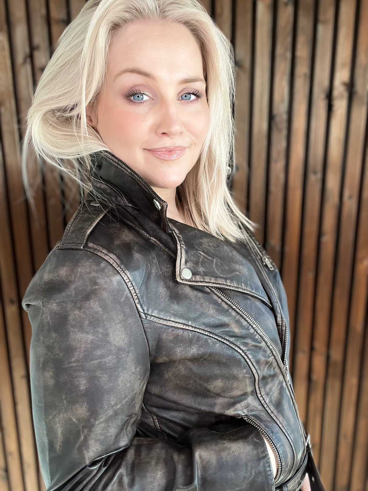 Leðurjakki Biker Brúnn