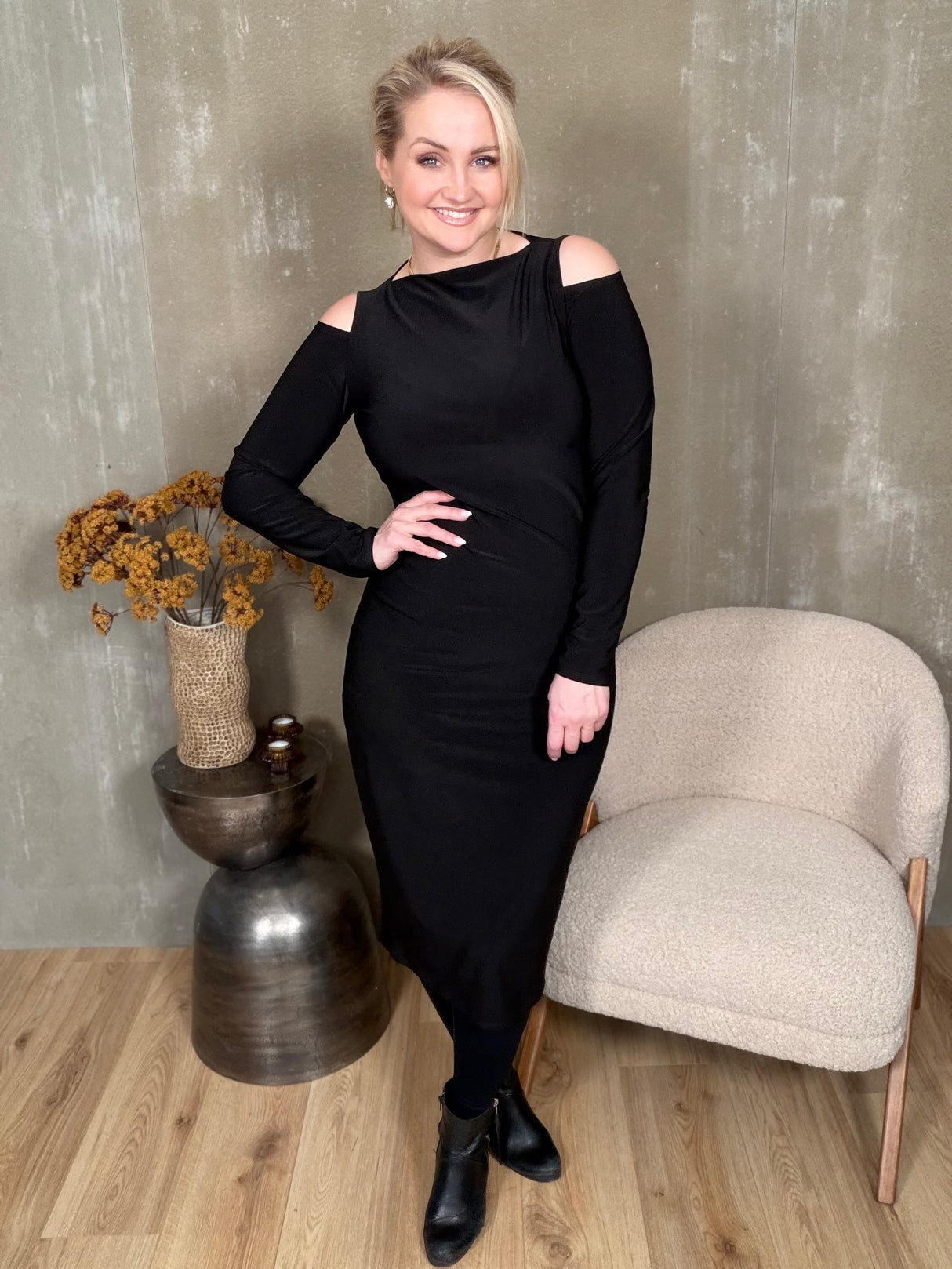 Gloppa kjóll Svartur