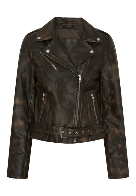 Leðurjakki Biker Brúnn