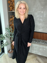 Gras kjóll púff ermar - Svartur