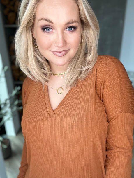 Brim kjóll V-hálsmál Rustik