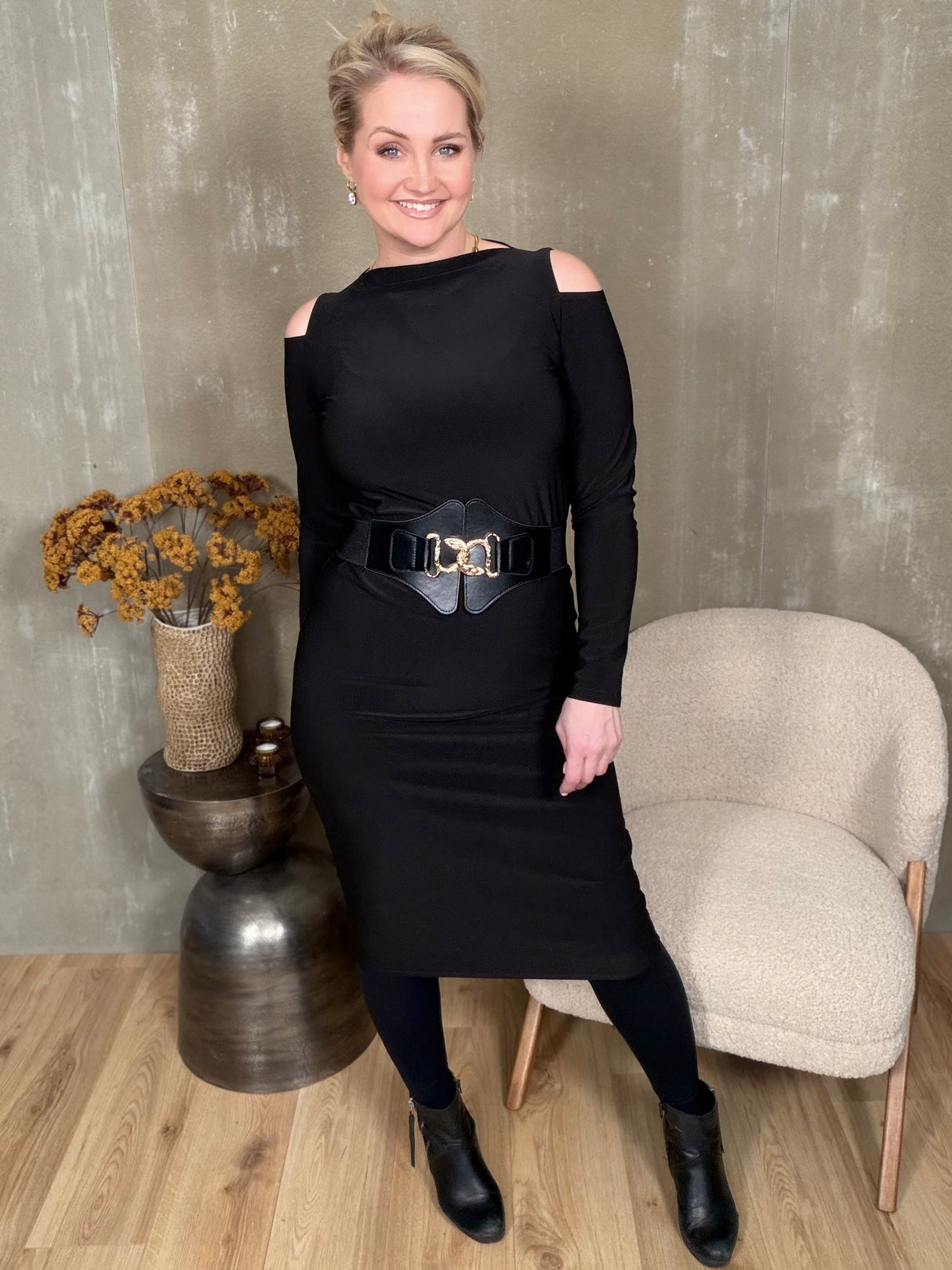 Gloppa kjóll Svartur