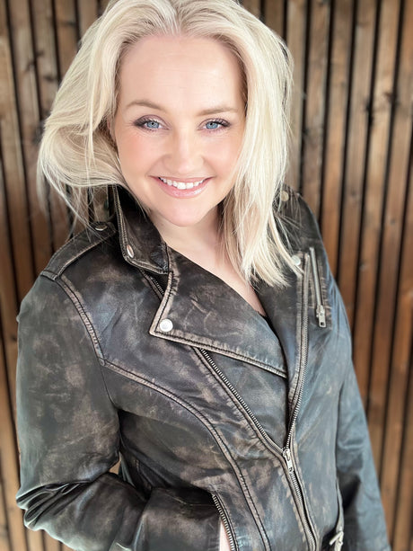 Leðurjakki Biker Brúnn