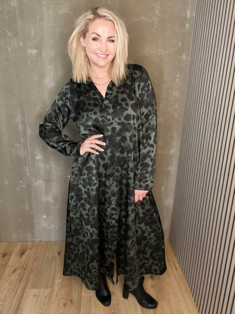 Skyrtukjóll síður - Leopard