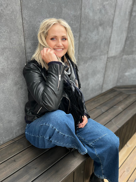 Leðurjakki Biker oversize svartur