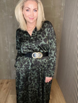 Skyrtukjóll síður - Leopard