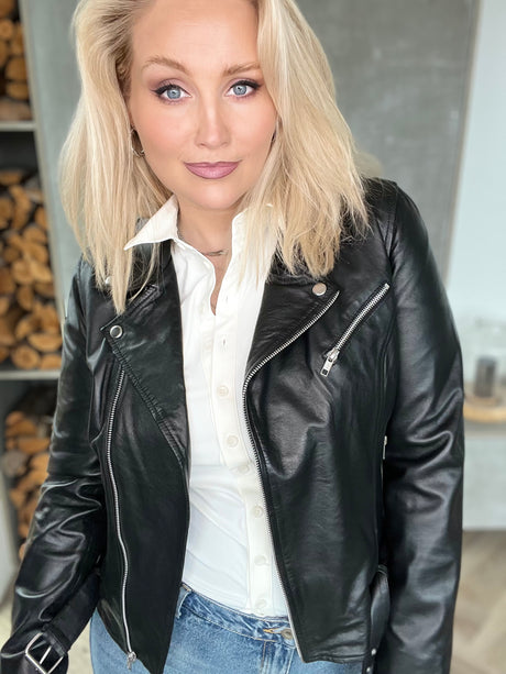 Leðurjakki Biker Svartur