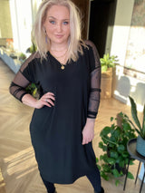 Brim síður V-hálsmál svartur/mesh