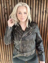 Leðurjakki Biker Brúnn