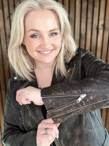 Leðurjakki Biker Brúnn