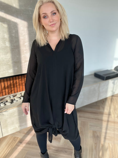 Skyrtukjóll síður siffon