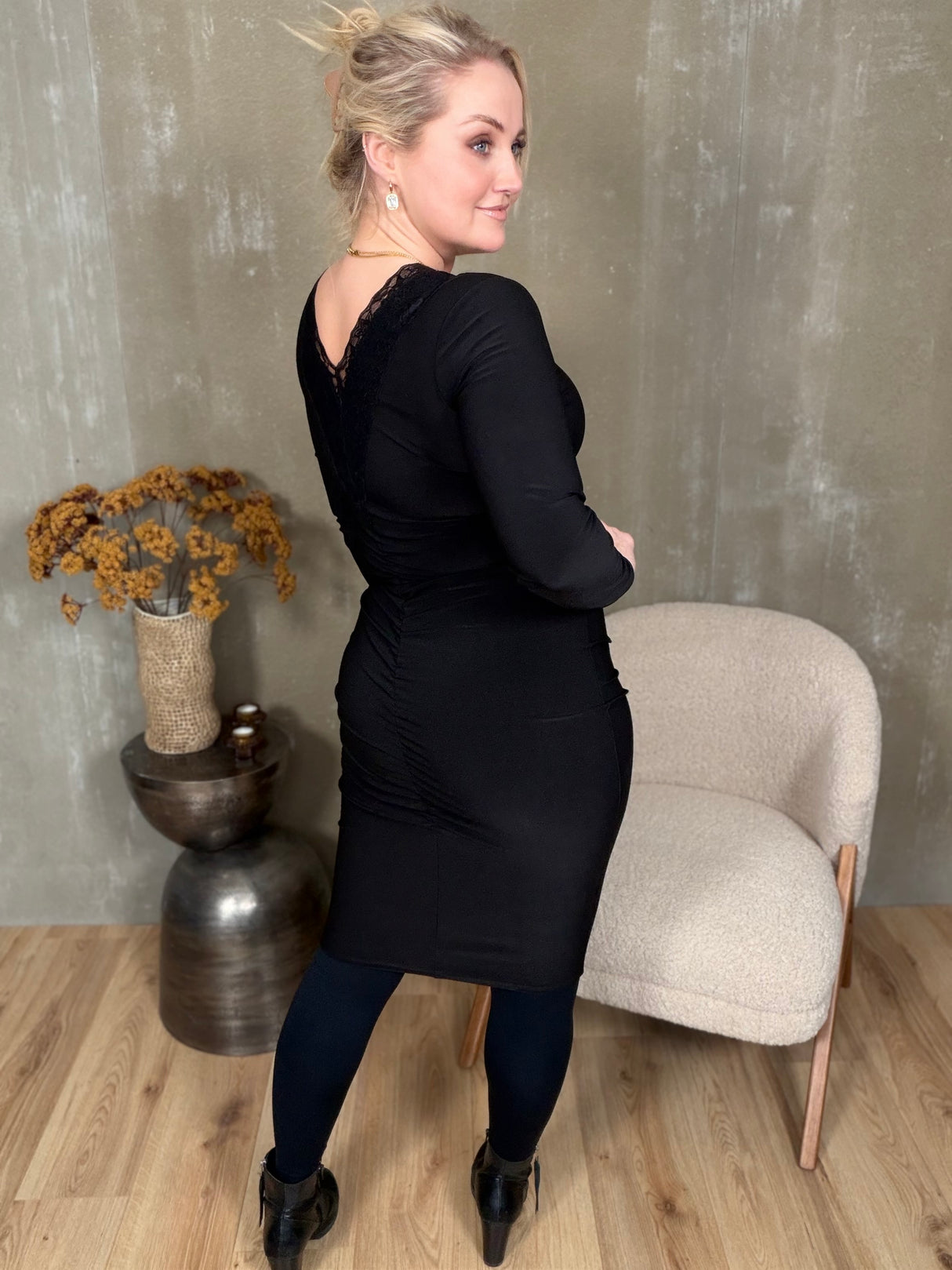 Spjót kjóll sv síðerma