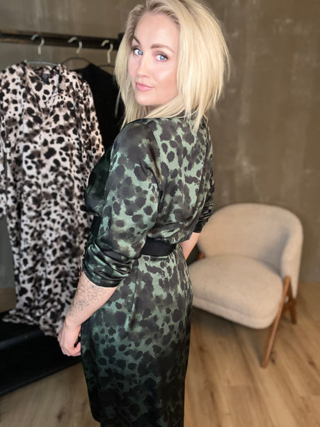 Skyrtukjóll síður - Leopard