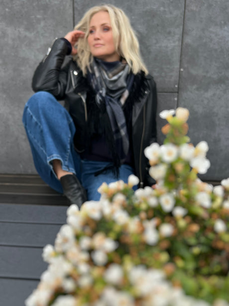 Leðurjakki Biker oversize svartur