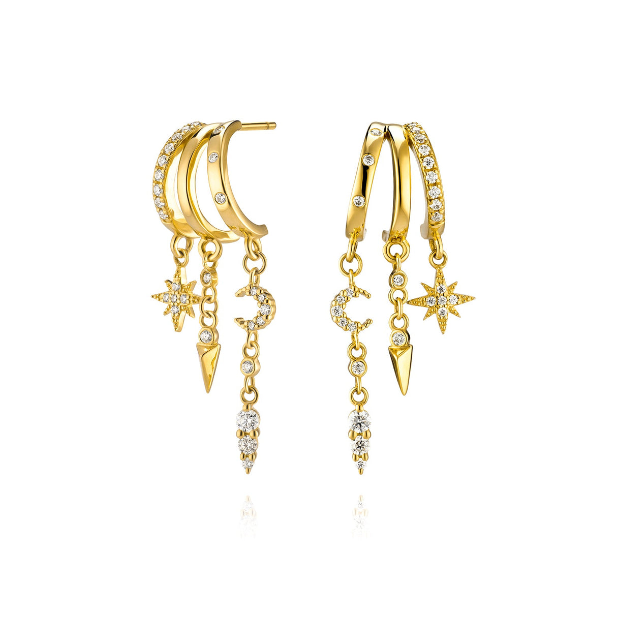 Aaria Mini Nyx Stacked Star and Moon Lokkar