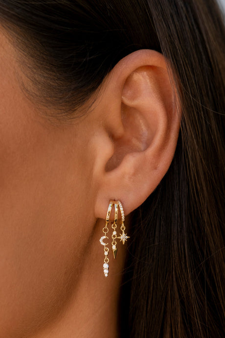 Aaria Mini Nyx Stacked Star and Moon Lokkar